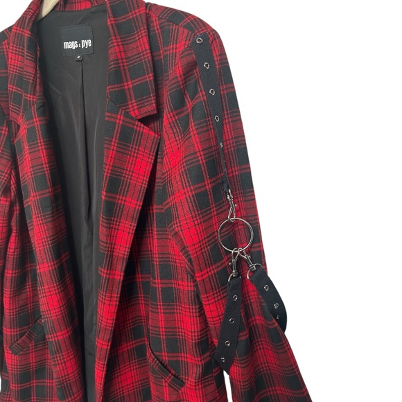 Mags & Pye 2 LF Plaid Harness Blazer Sz M Red - Picture 4 of 8